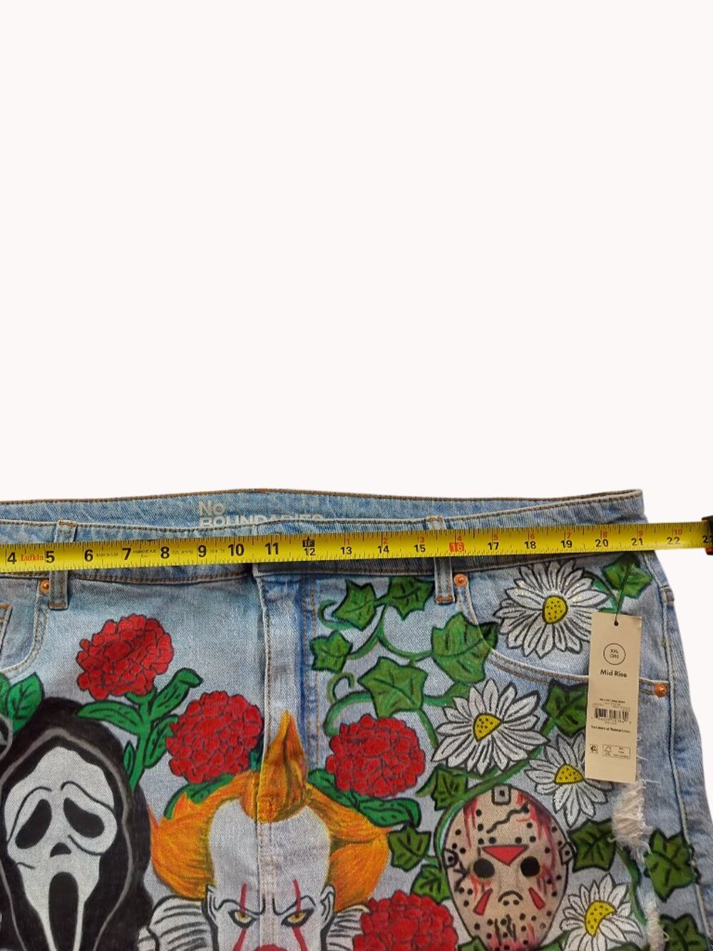 Hand painted Denim Mini Skirt Women's XXL NWT #Halloween #Horrormovie - Picture 6 of 11